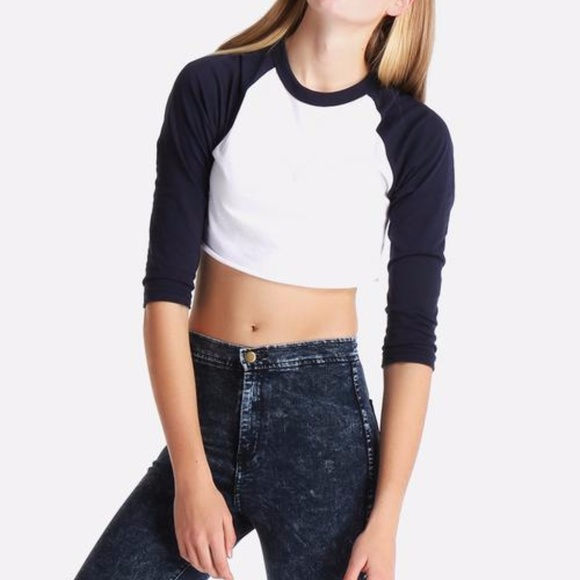 American Apparel Tops American Apparel Cropped Baseball Tee Poshmark